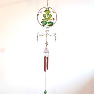 Garden Frog Copper Tone and Gem Wind Chime
